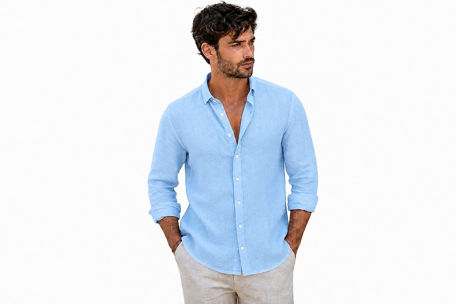 Pure 60 Lea Linen Shirt - Coastal Sky Blue
